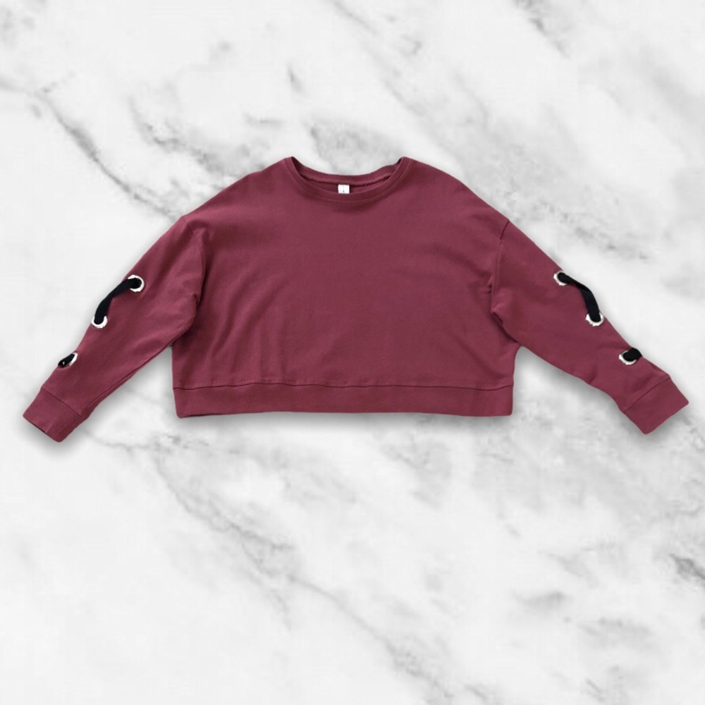 Red Long-sleeve Lace-up Top